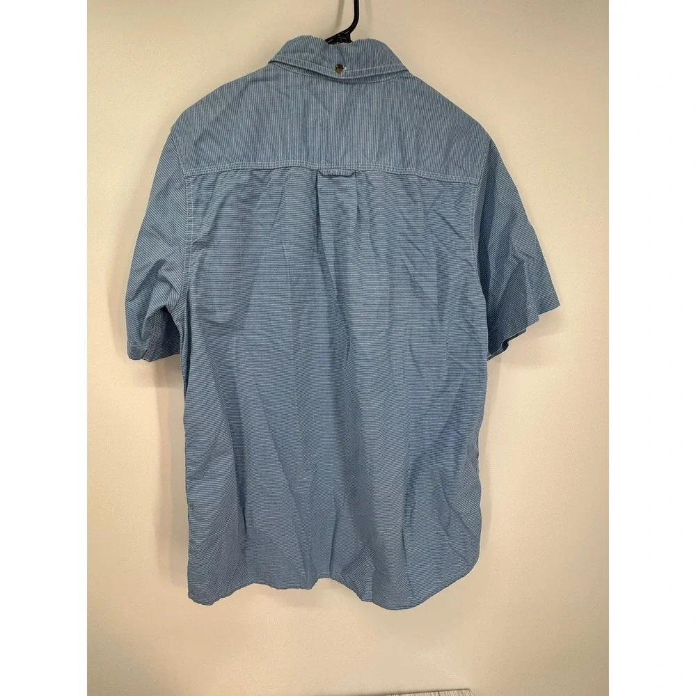The North Face Mens Medium Blue‎ Striped Short Sleeve Button Down Shirt